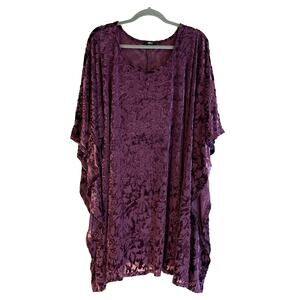 Ellos Women’s 2X 26/28 Purple Tunic Top Crushed Velvet Plus Size Fall